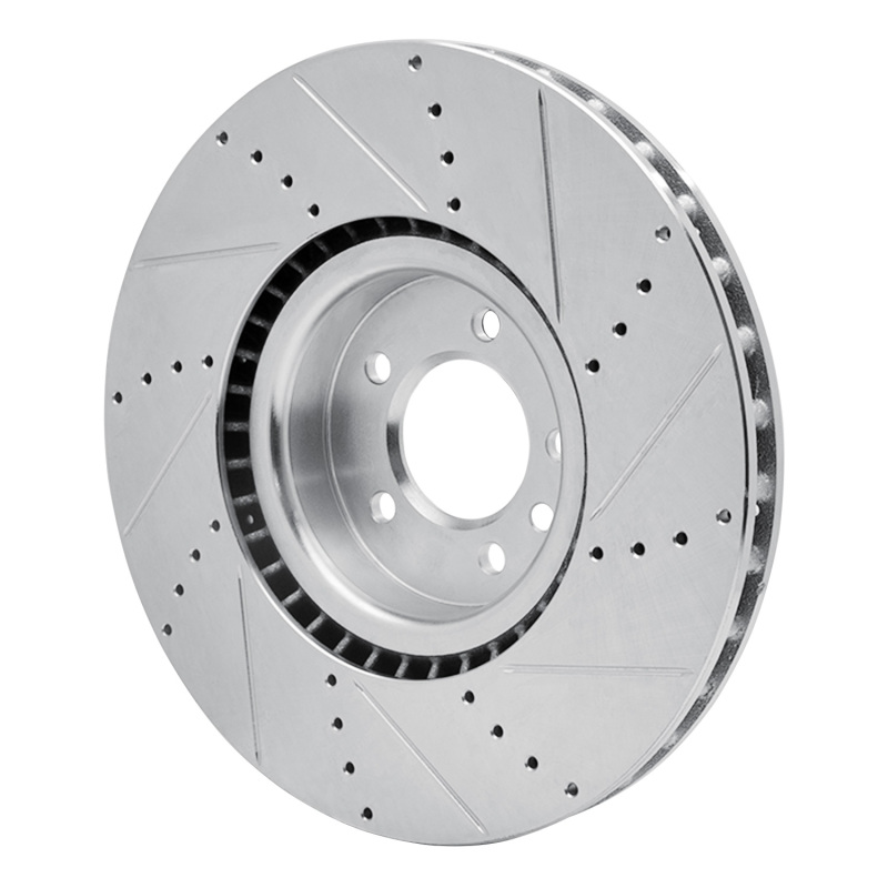 Land Rover Range Rover Brake Rotor (1) - Front Left - R1 Concepts - Drilled & Slotted - Silver - `10-`17